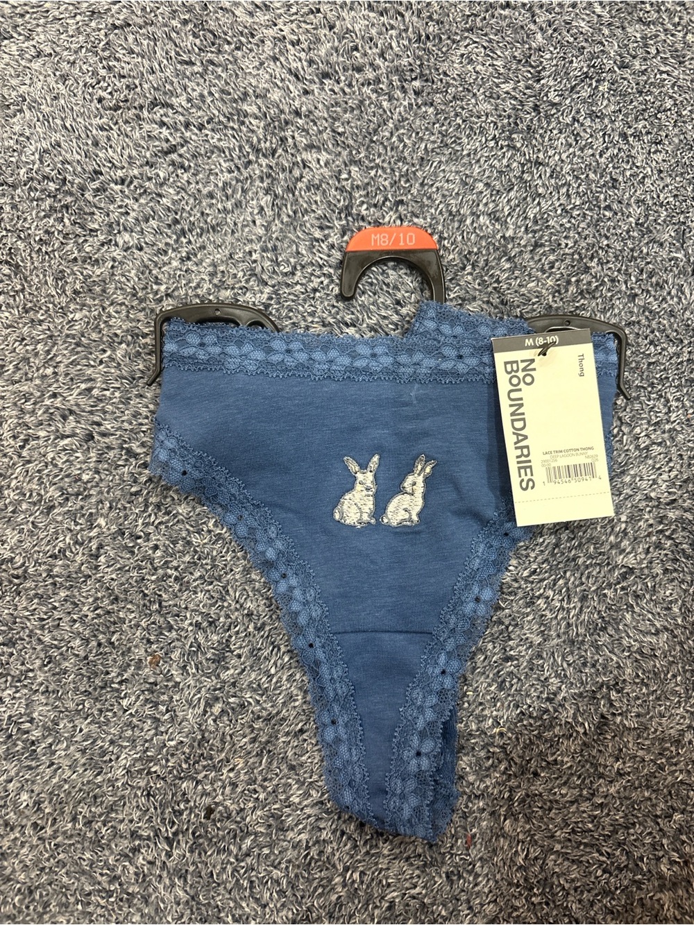 No Boundaries Blue Girls' Bunny Embroidered Lace-Trim Briefs